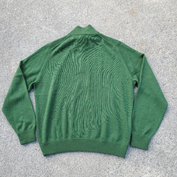 Brooks brothers sweater mens large green 1/4 zip merino wool - Picture 10 of 14
